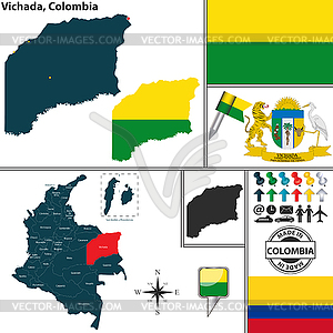 Карта Вичада, Колумбия - клипарт Royalty-Free