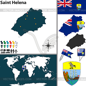 Map of Saint Helena Island - vector clip art