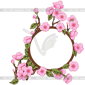 Floral Frame With Sakura - vector clip art