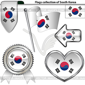Glossy icons with flag of South Korea - vector clipart