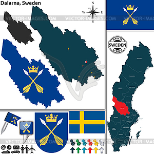 Map of Dalarna, Sweden - royalty-free vector image