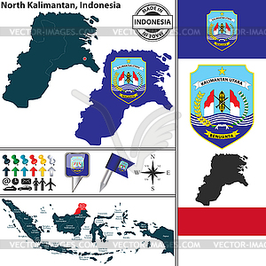 Map of North Kalimantan, Indonesia - vector clip art