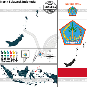Map of North Sulawesi, Indonesia - vector image