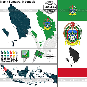 Map of North Sumatra, Indonesia - vector image