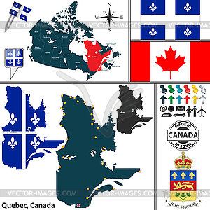 Map of Quebec, Canada - vector image