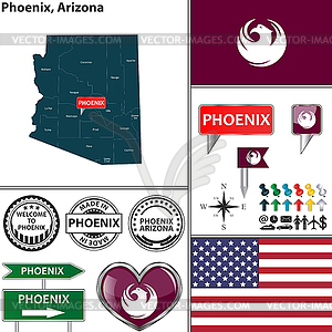 Феникс, штат Аризона - изображение в векторе