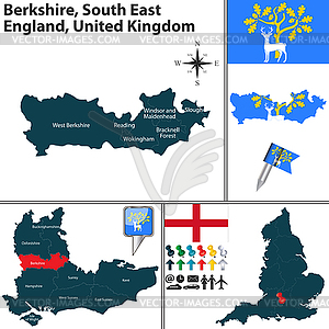 Беркшир, Юго-Восточная Англия, Великобритания - векторное изображение EPS