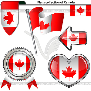 Glossy icons with flag of Canada - vector clipart