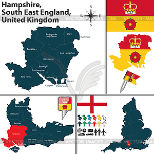 Hampshire, South East England, UK - vector image