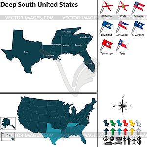 Deep South United States - vector image