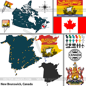 Map of New Brunswick, Canada - vector clip art