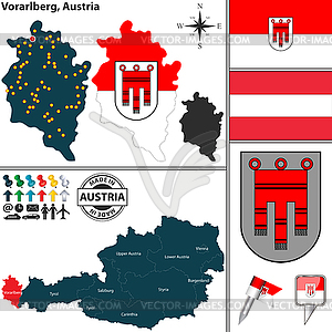 Map of Vorarlberg, Austria - vector clipart