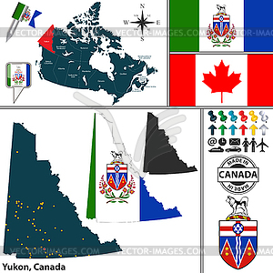 Map of Yukon, Canada - vector image