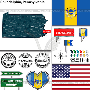Филадельфия, Пенсильвания - векторный дизайн