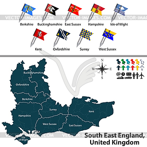 South East England, United Kingdom - vector image