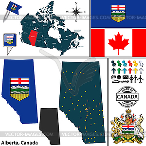 Map of Alberta, Canada - vector clipart