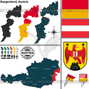 Map of Burgenland, Austria - vector clipart