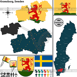 Карта Крунуберг, Швеция - рисунок в векторе