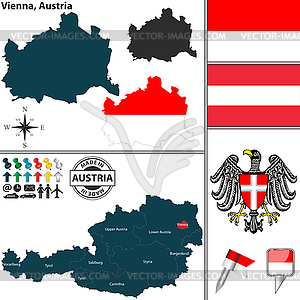 Map of Vienna, Austria - vector clipart