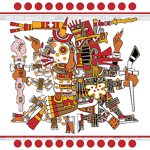 Ancient Aztec Gods - vector clipart