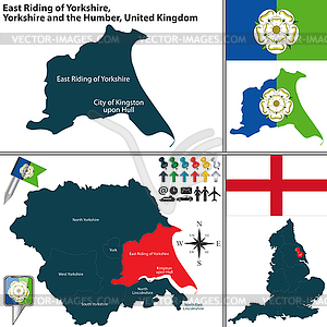 East Riding of Yorkshire, Yorkshire and Humber, UK - vector clipart