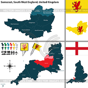 Somerset, South West England, UK - royalty-free vector image