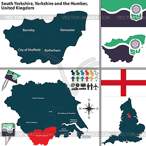 South Yorkshire, Yorkshire and Humber, UK - vector clipart