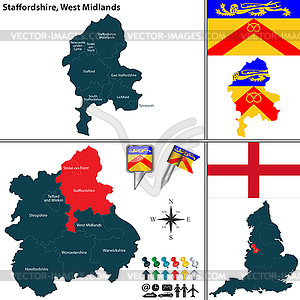 Staffordshire, West Midlands, UK - vector image