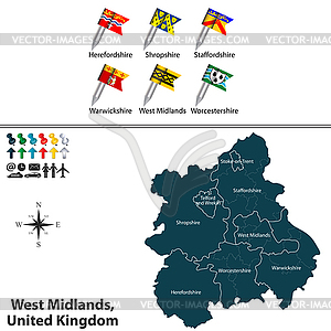 West Midlands, United Kingdom - vector clipart