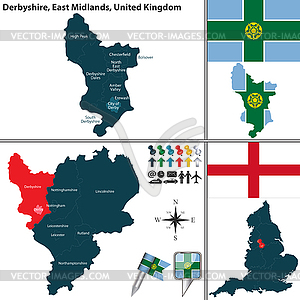 Дербишир, Ист-Мидлендс, Великобритания - векторный клипарт / векторное изображение