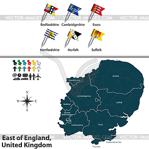 East of England, United Kingdom - vector clipart