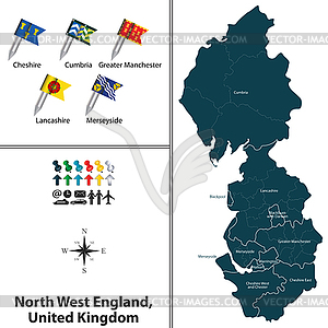 North West England, United Kingdom - vector clipart