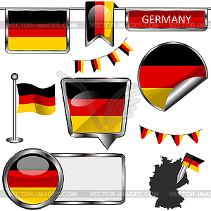 Glossy icons with flag of Germany - vector clip art