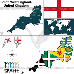 South West England, United Kingdom - vector image