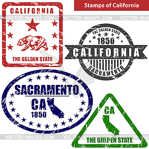 Stamps of California, USA - vector clipart