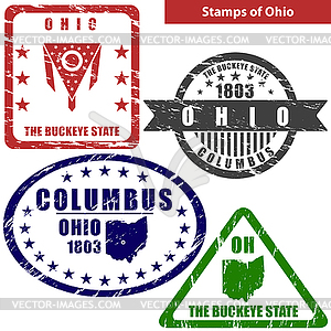 Stamps of Ohio, USA - vector clip art