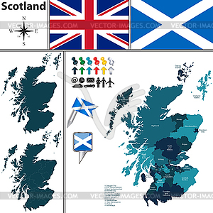 Map of Scotland with Subdivisions - vector clipart