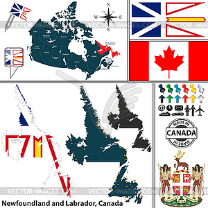 Map of Newfoundland and Labrador, Canada - vector clip art