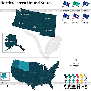 Северо-Западный Соединенных Штатов - векторный дизайн
