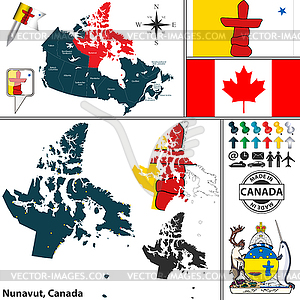 Карта Нунавут, Канада - векторное графическое изображение