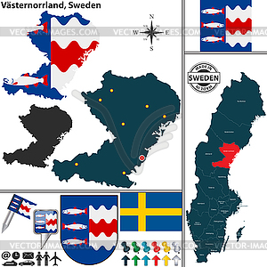 Map of Vasternorrland, Sweden - vector clip art