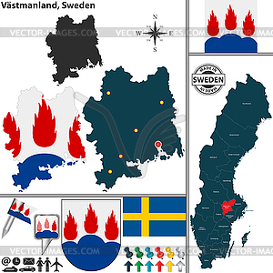 Map of Vastmanland, Sweden - vector clipart