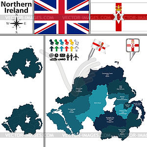 Map of Northern Ireland with Subdivisions - vector image