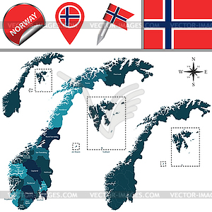 Map of Norway - vector clip art