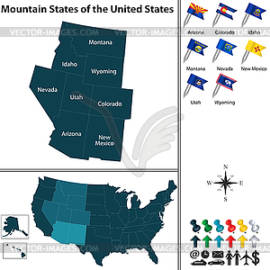 Mountain States of United States - vector clip art