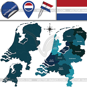 Map of Netherlands - vector clip art