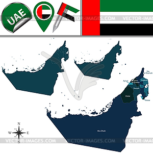 Карта Объединенные Арабские Эмираты - изображение в векторном виде