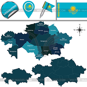 Map of Kazakhstan - vector clipart