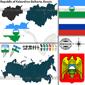 Республика Кабардино-Балкарии из России, - векторизованный клипарт