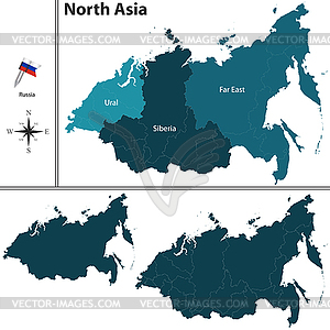 Political map of North Asia - vector clip art